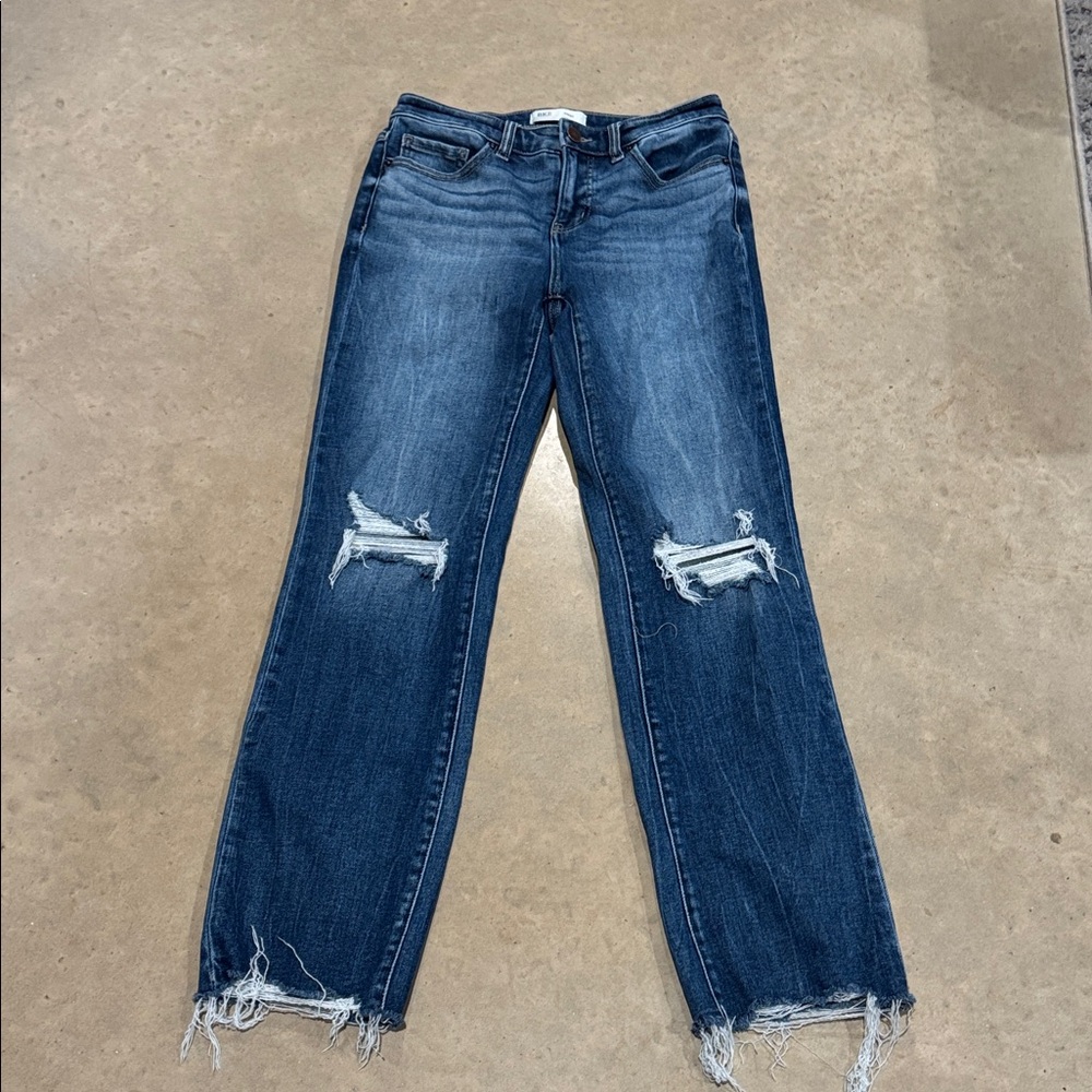BKE Straight Leg Distressed Blue Jeans